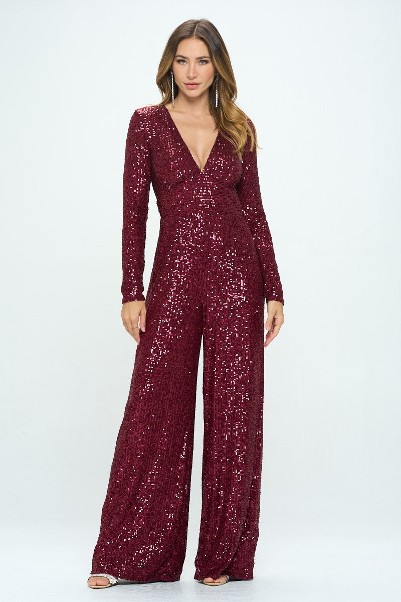 Merlot Sequin Jumpsuit