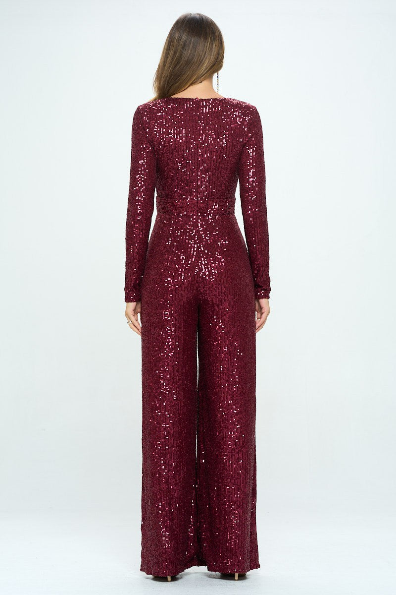 Merlot Sequin Jumpsuit