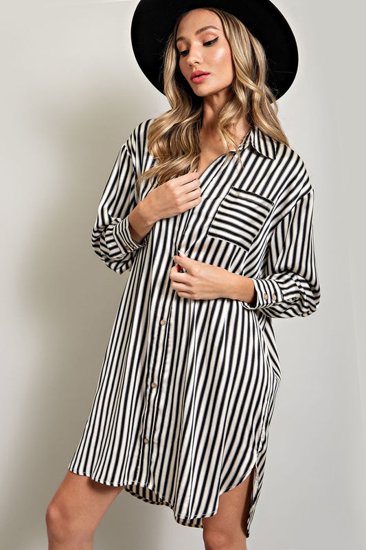 Striped Mini Shirt Dress