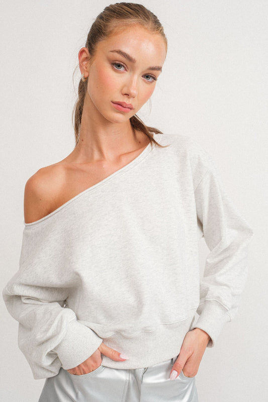 Off Shoulder Cropped Sweatshirt