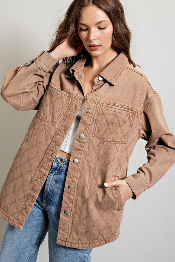 Quilted Shacket Camel