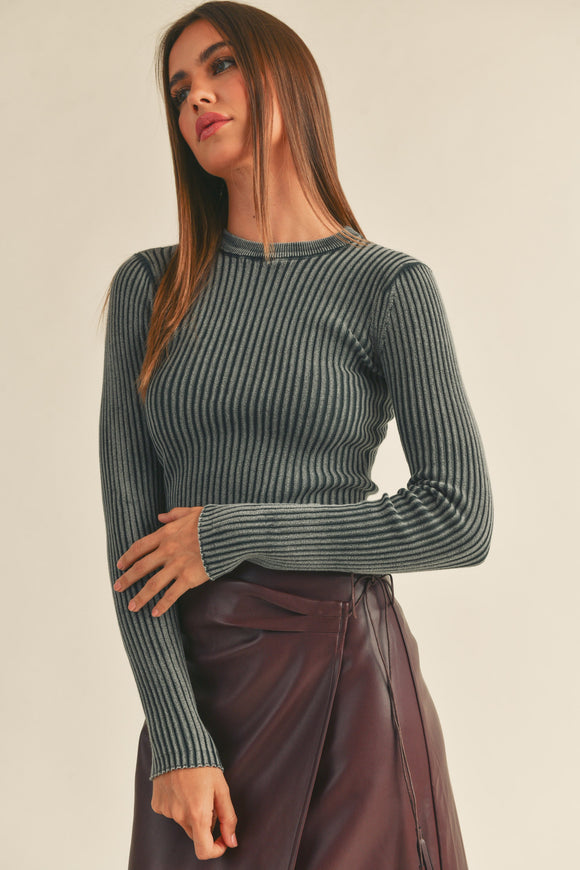 Dye Wash Ribbed Top