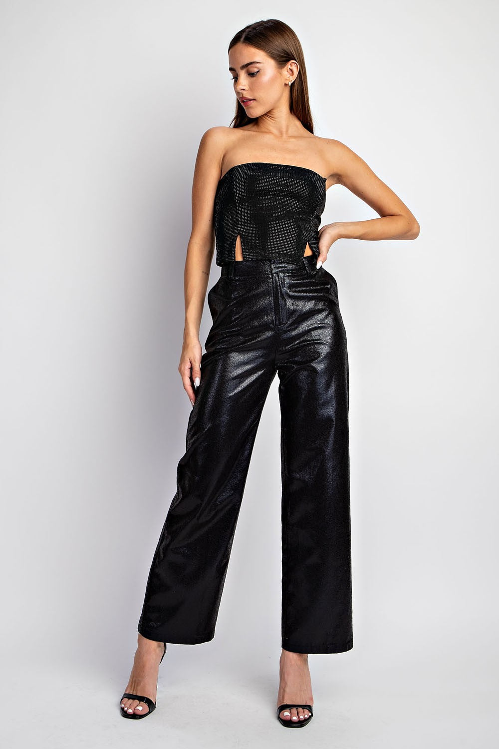 Black Metallic Pants