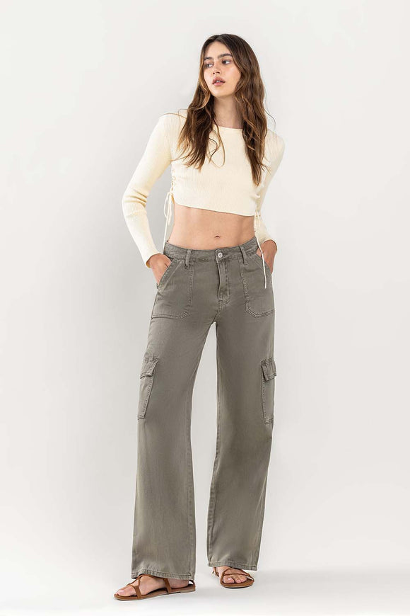 olive green cargo wide pants