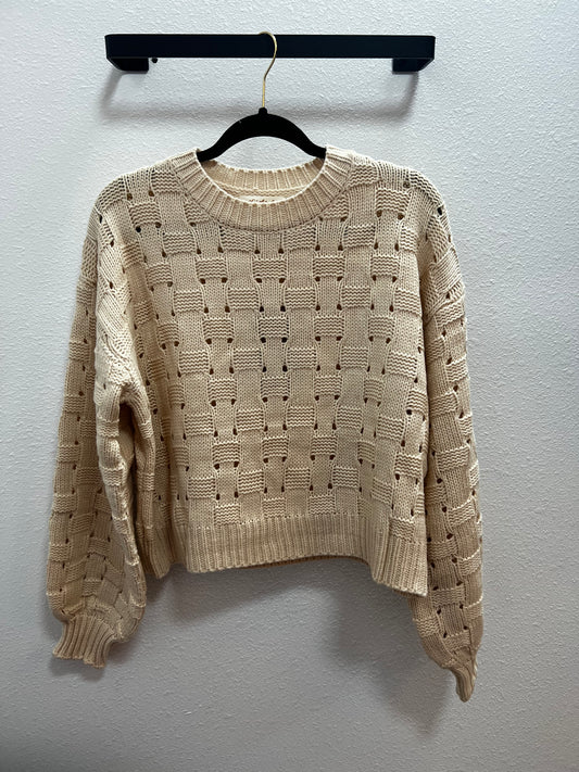 Checker Weave Open Knit Sweater