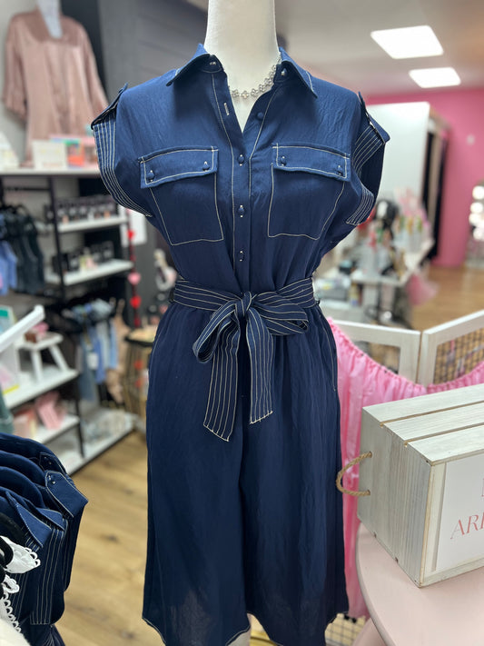 Belted Button Down Jumpsuit