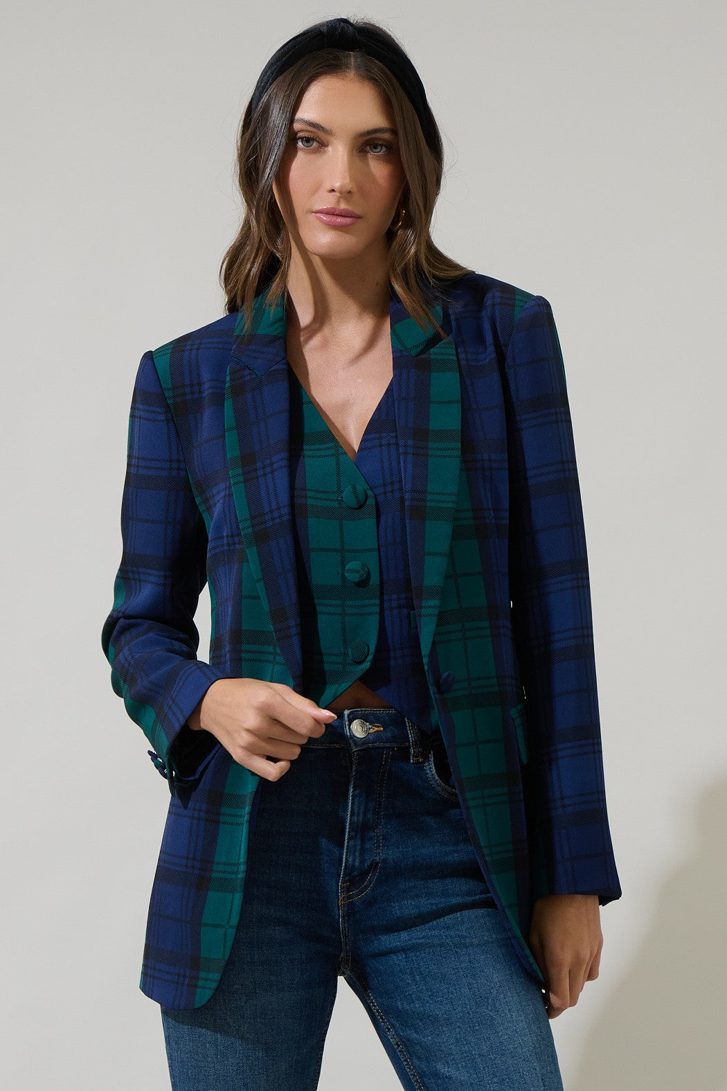 Hudson Plaid Suave Fitted Blazer