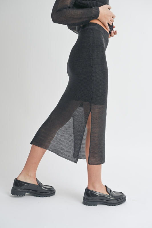 Mesh Hoodie and Skirt Set