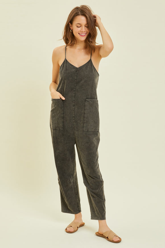 MINERAL-WASHED OVERSIZED CASUAL JUMPSUIT