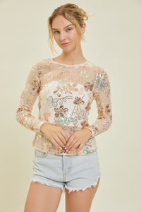 Glitzy Floral Mesh