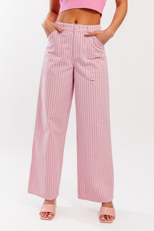 Pink Striped Wide Leg