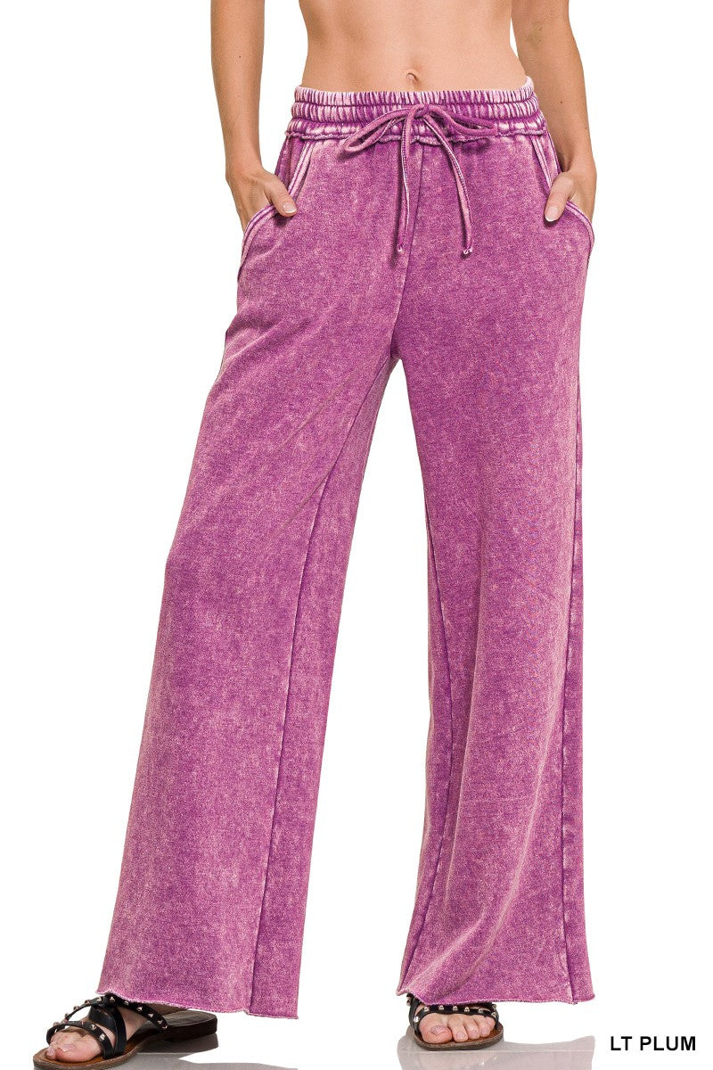 Acid Wash Palazzo Pants