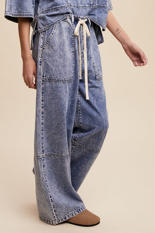 Wide-Leg Denim Pants