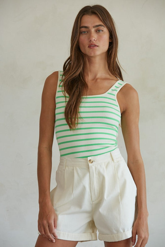 Striped Ribbed Bodysuit