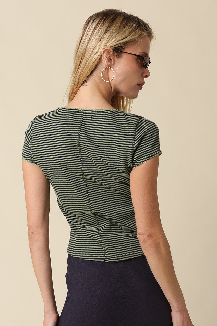 Striped Button Top