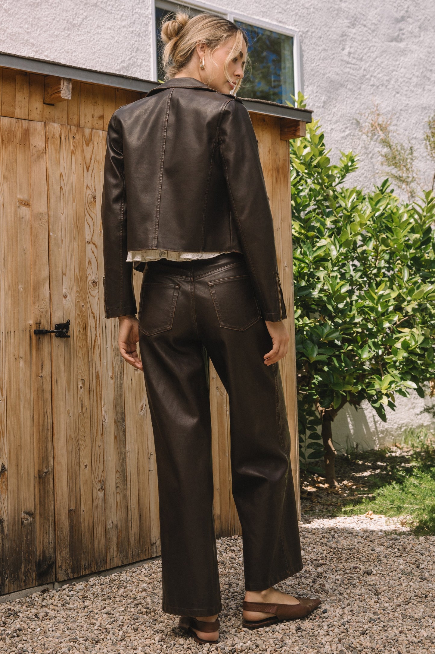 Distressed PU Pants