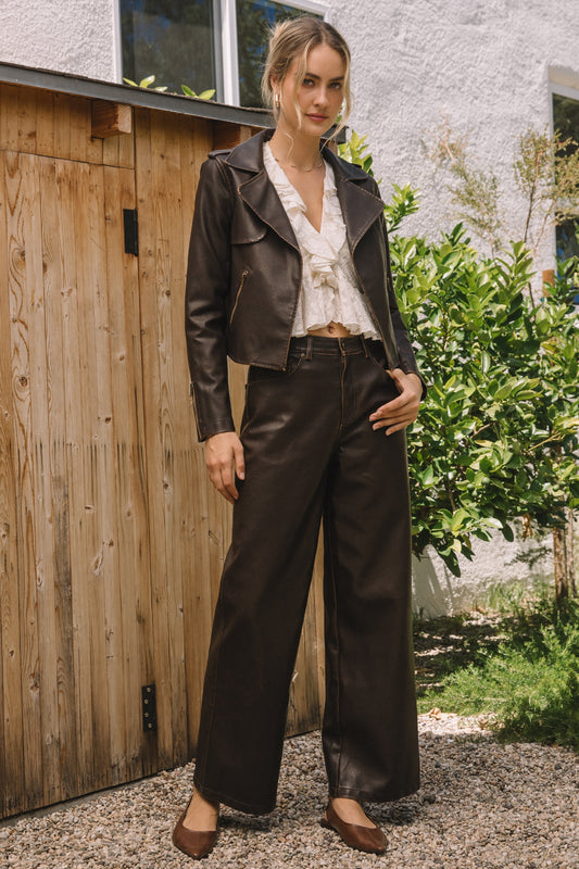 Distressed PU Pants
