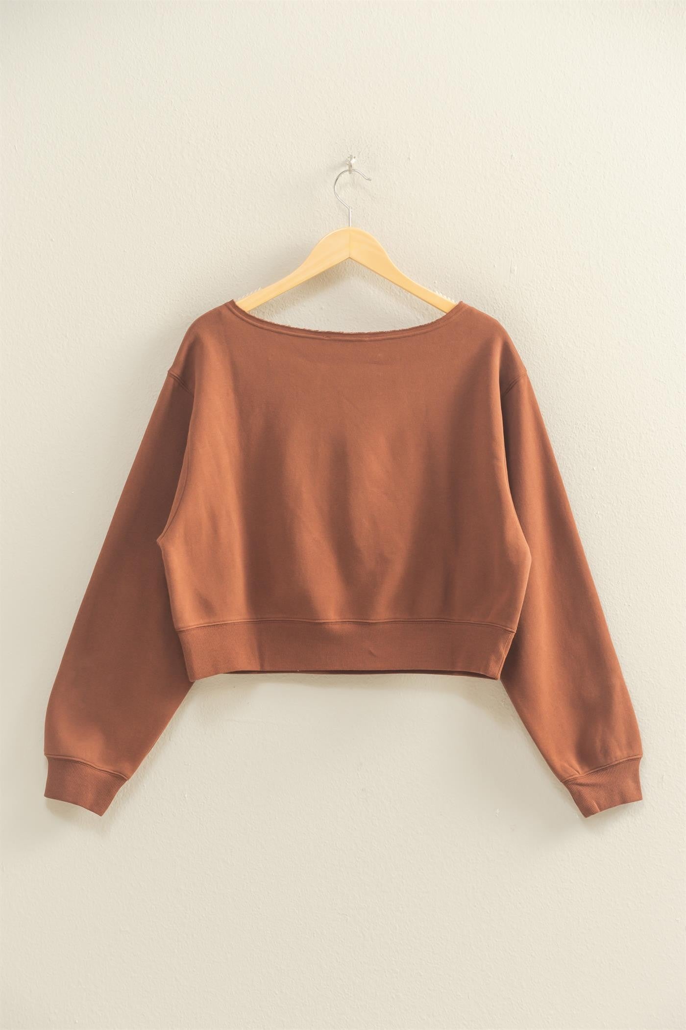 Boatneck Long Sleeve Pullover Sweatshirt