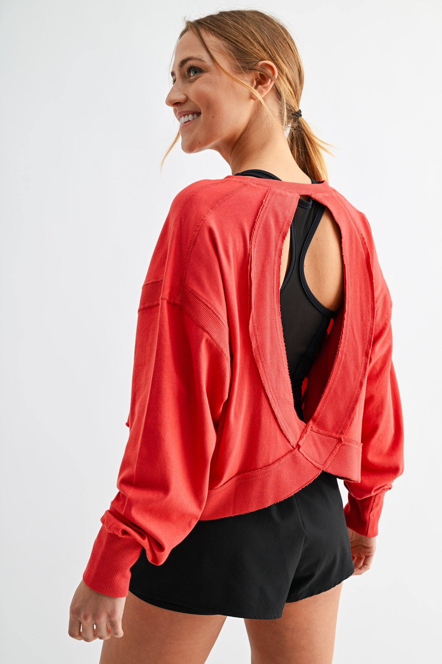 Crescent Pima Cotton Open Back Long Sleeve