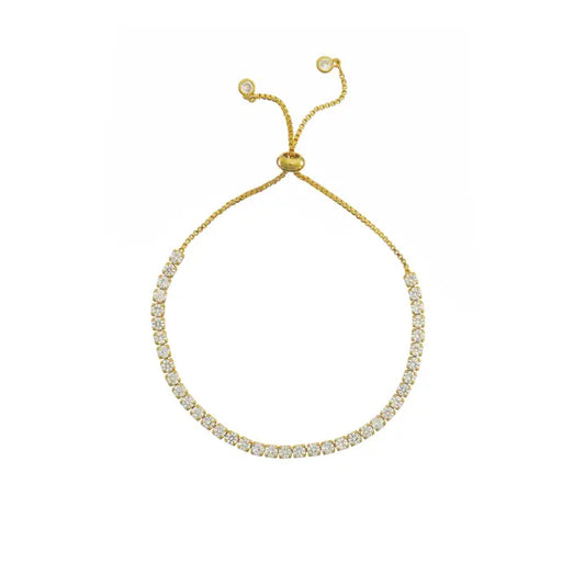 18K Gold Pull Tie Tennis Bracelet