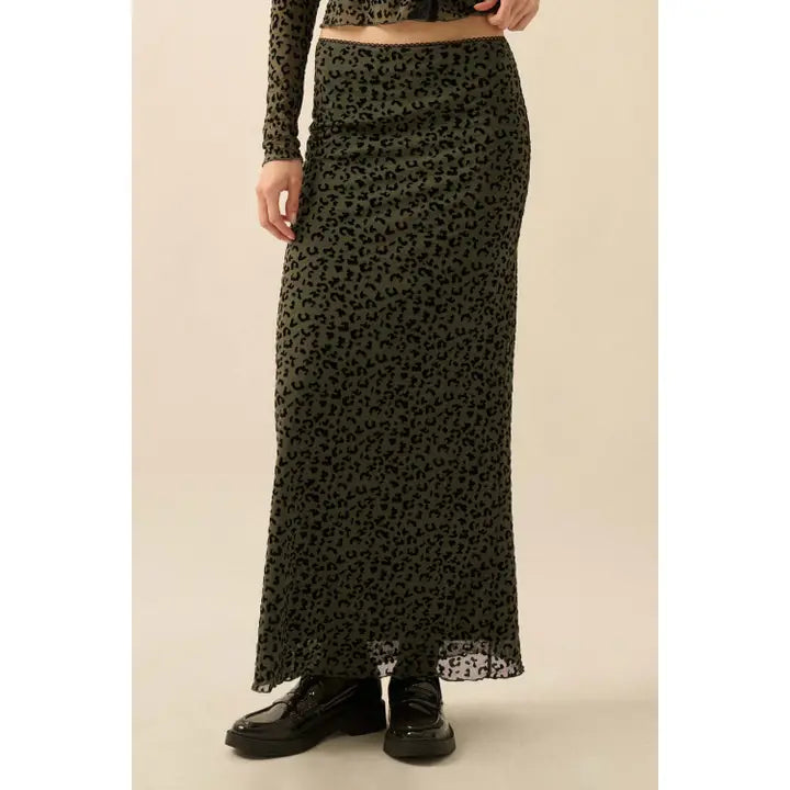 Olive Leopard Skirt Set