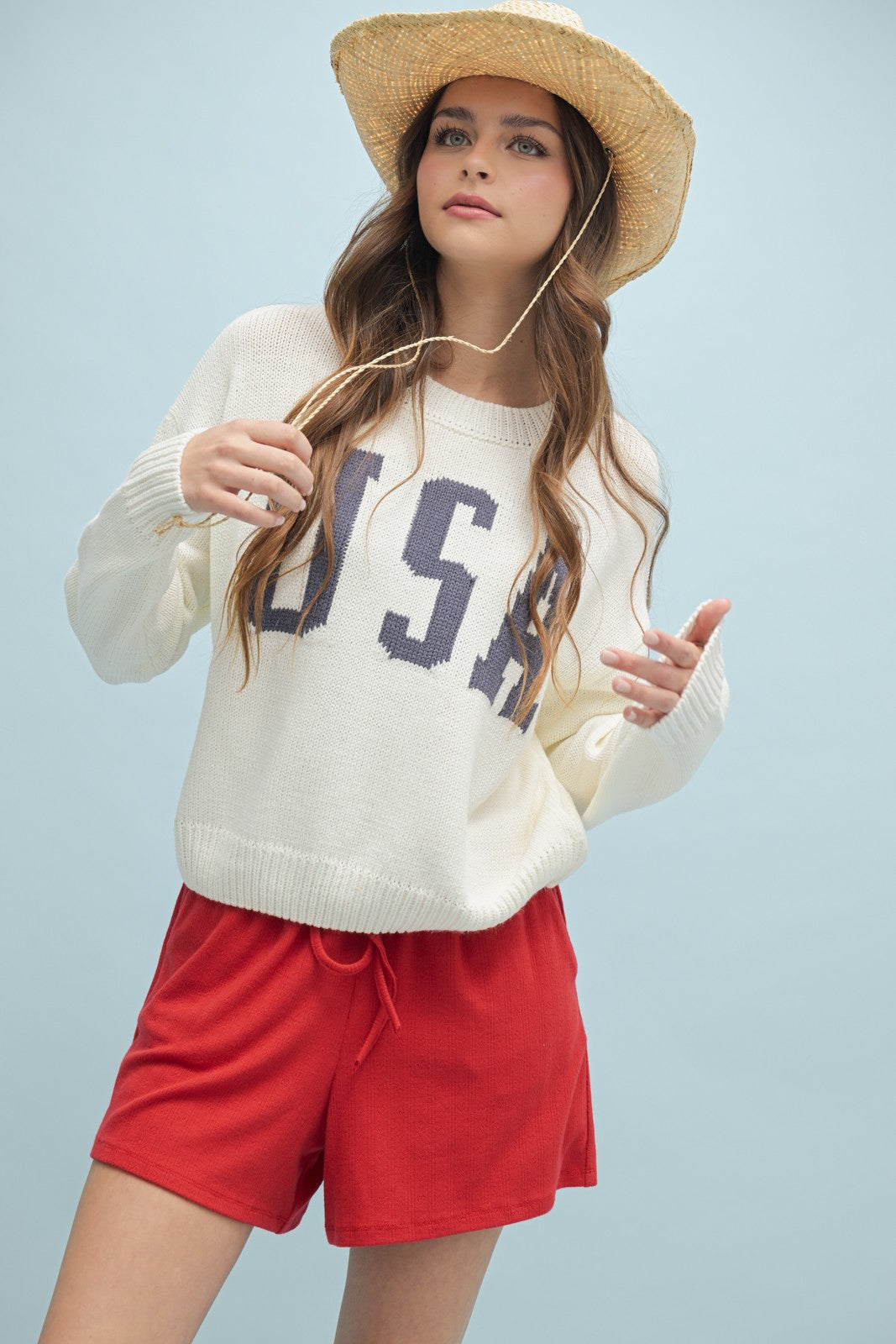 USA Crop Pullover Sweater