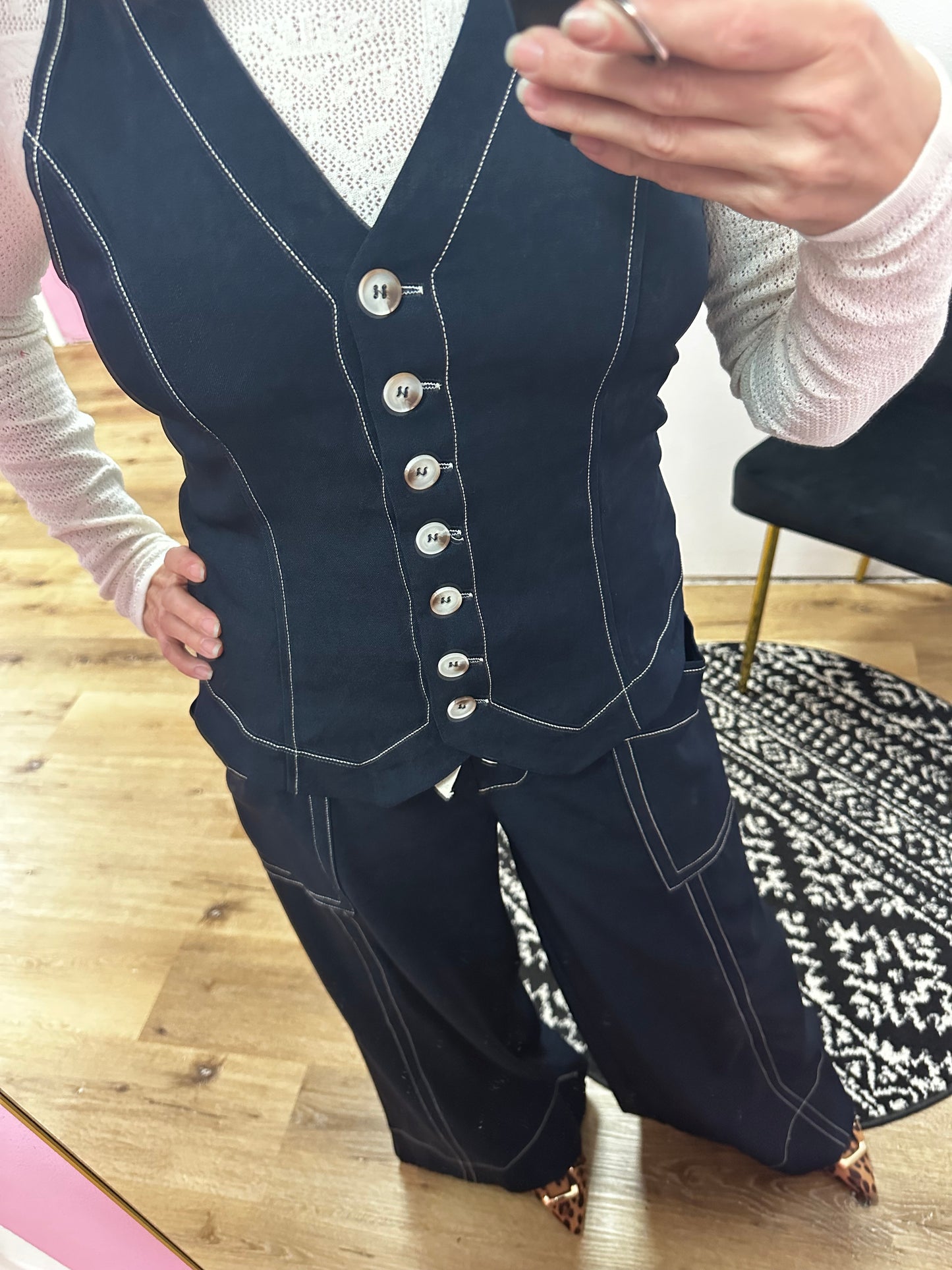Navy button Vest