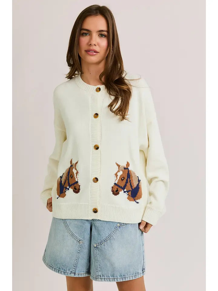 Horse Graphic Long Sleeve Cardigan