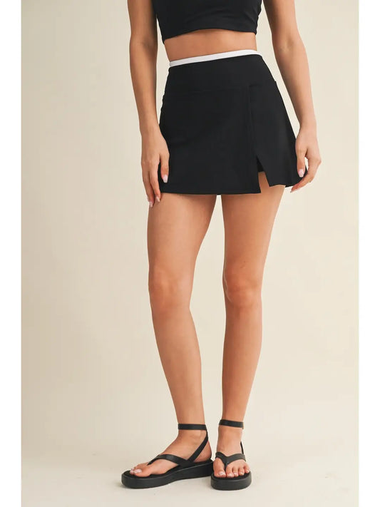 Contrast Binding Skort With Slit