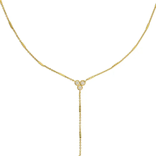 18K Gold Shiny Lariat Necklace