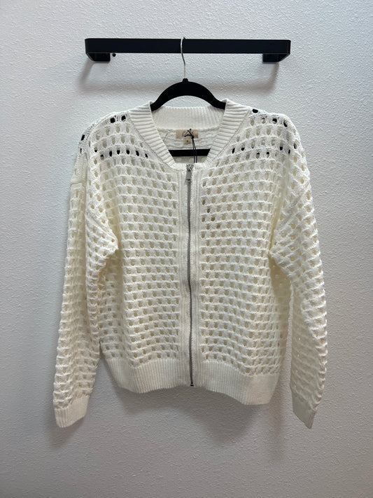 Open Knit Zip Up