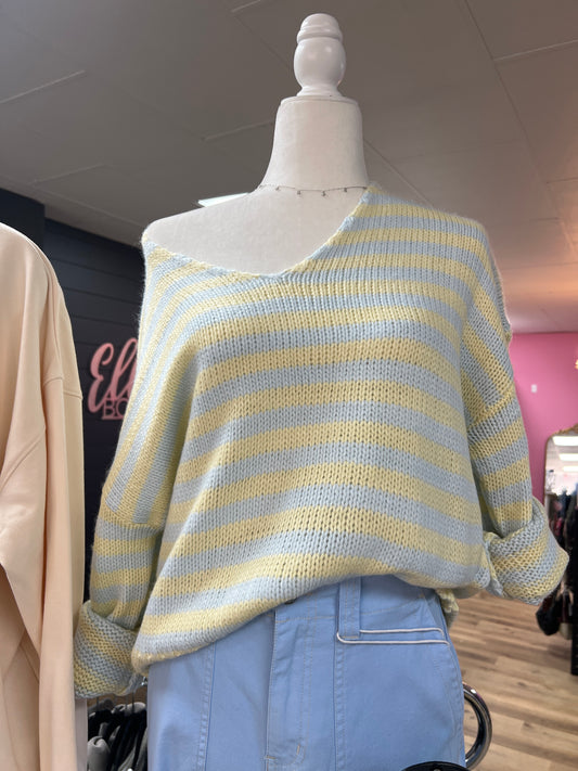 V-Neck Stripe Sweater Top
