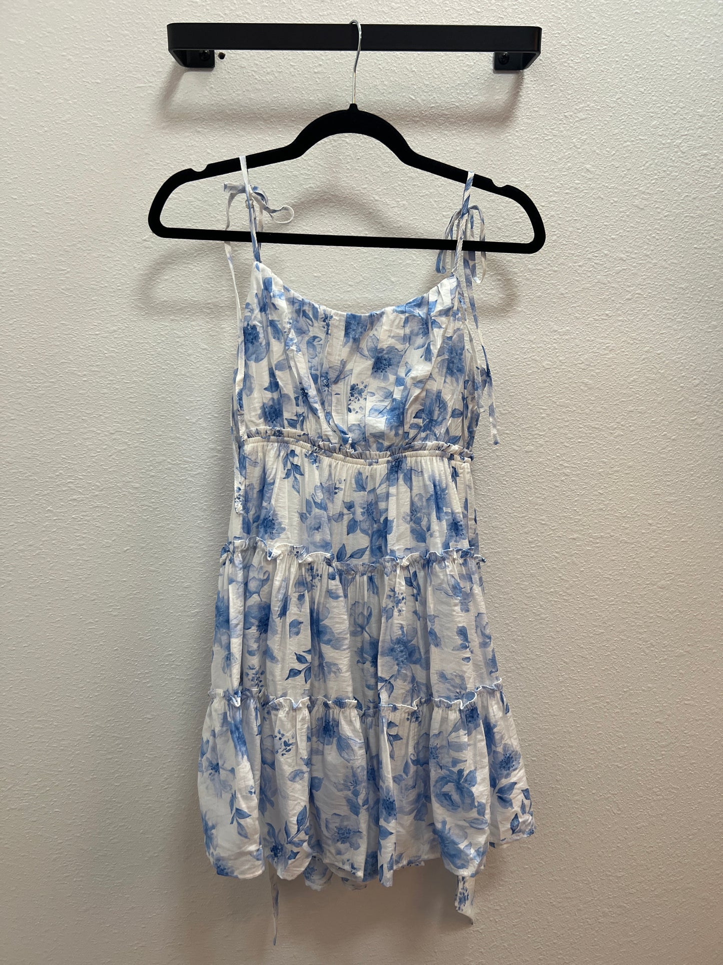 Tie Back Blue and White Dress