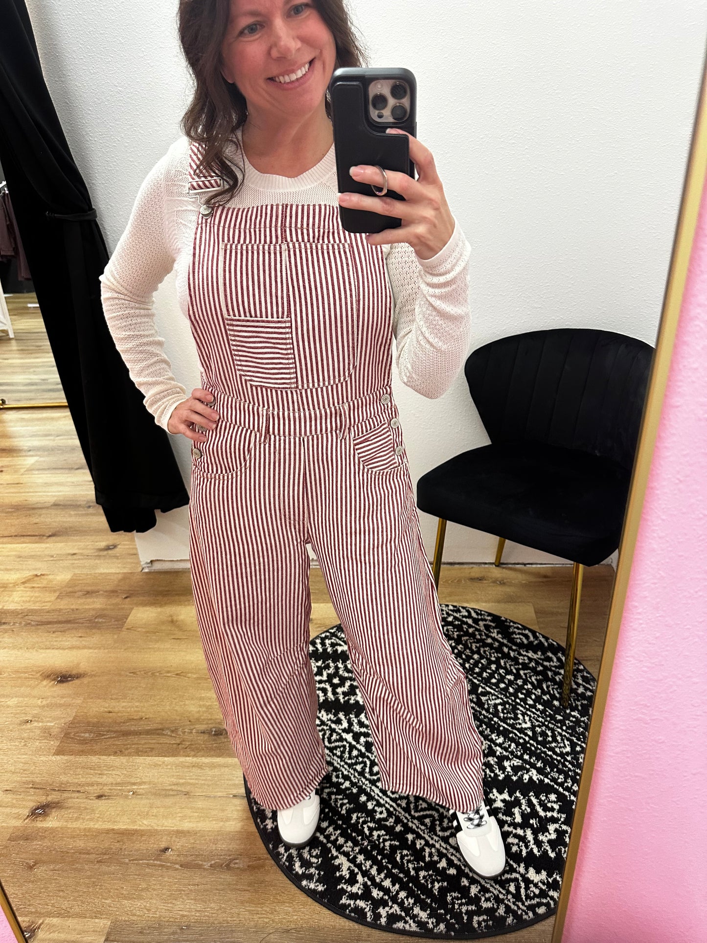 Raspberry Stripe Overall