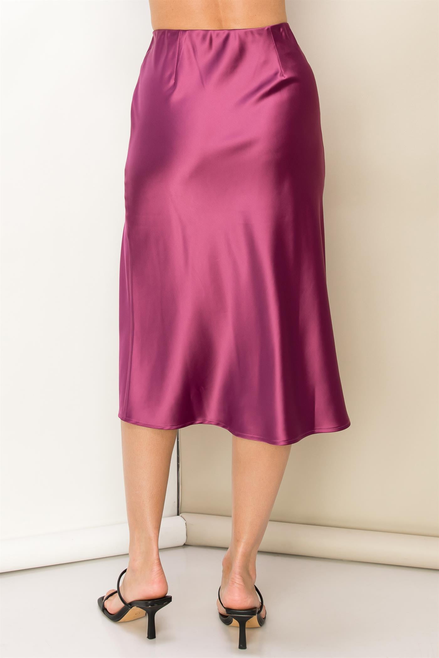 Romantic Satin Midi Skirt