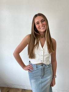 Denim Buttoned Vest