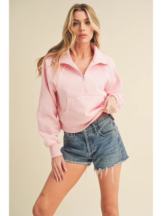 Pink Half Zip Pullover