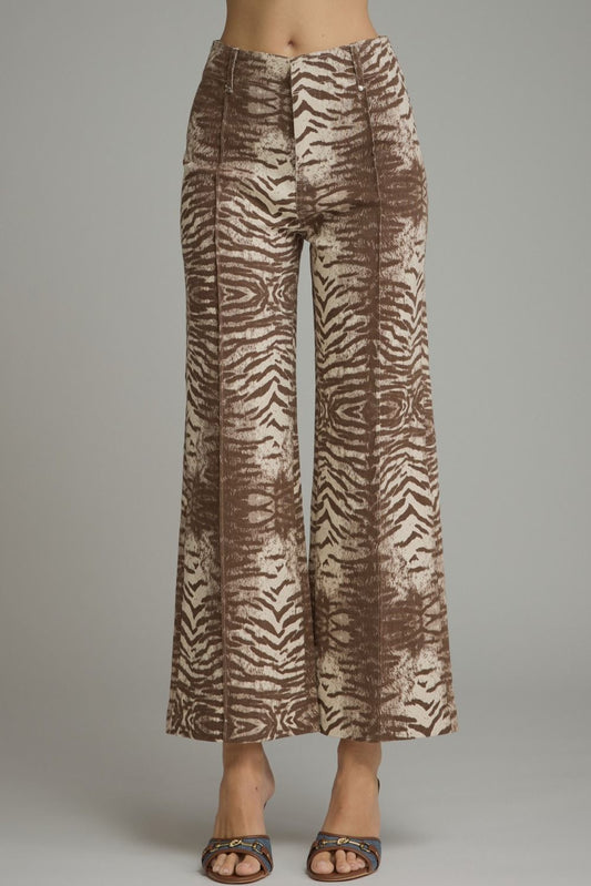 Animal print wide leg pants