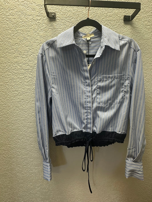 Blue Striped Button Top