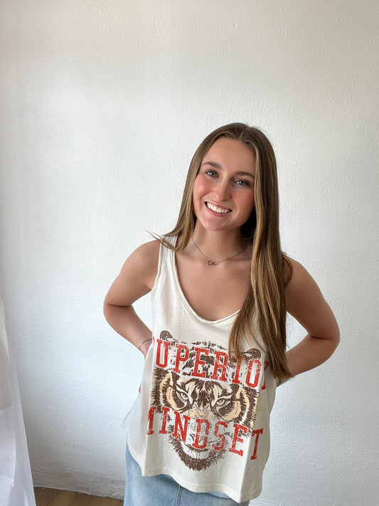 Raw Edge Graphic Tank Top