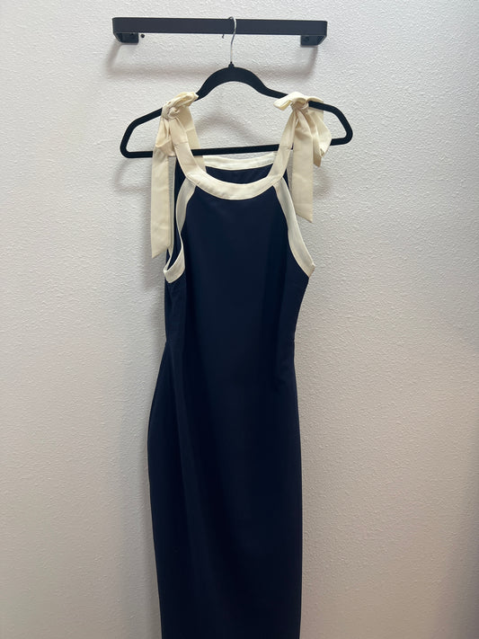 Lovely Neckline Navy Dress