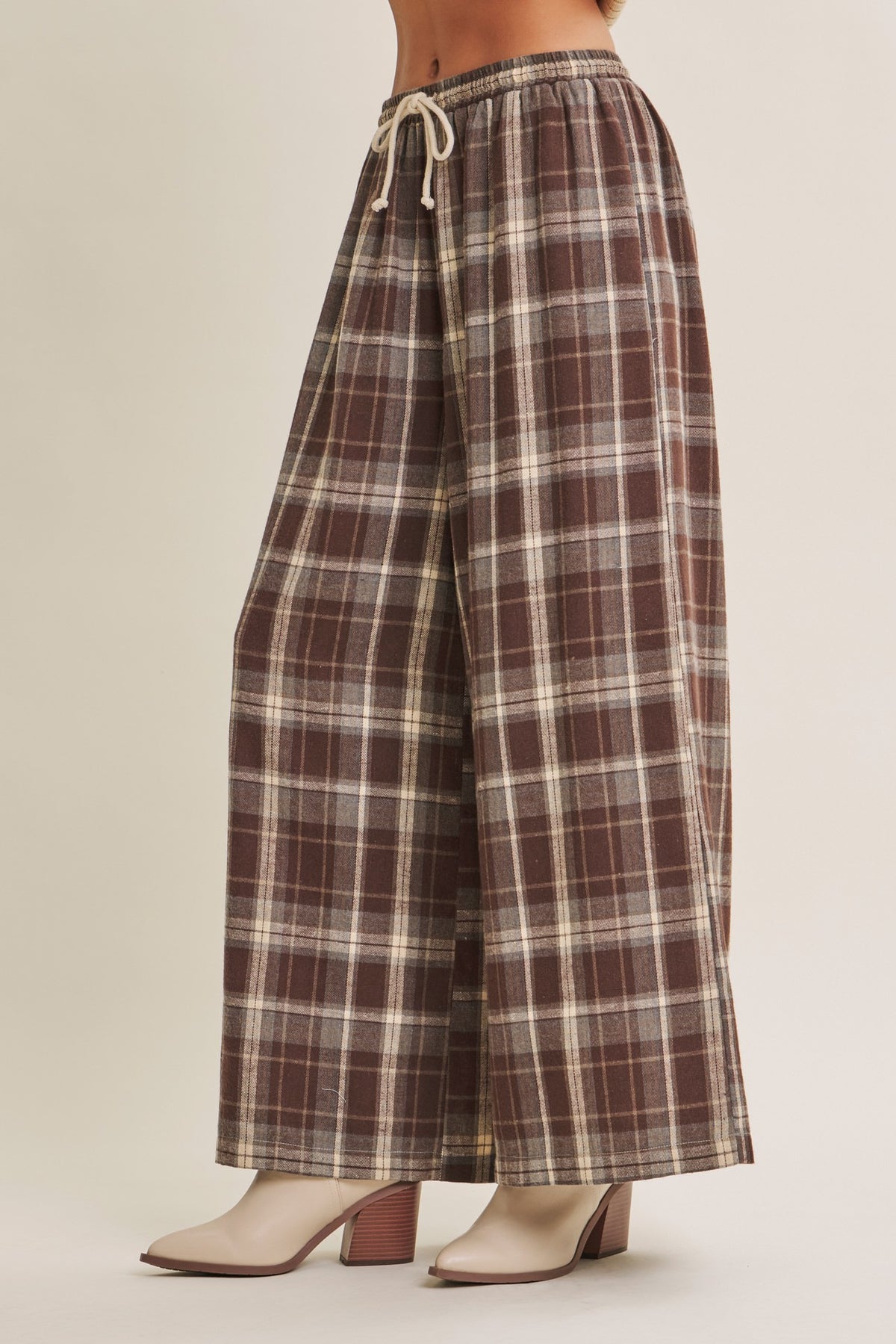 Plaid Wide-leg Lounge Pants