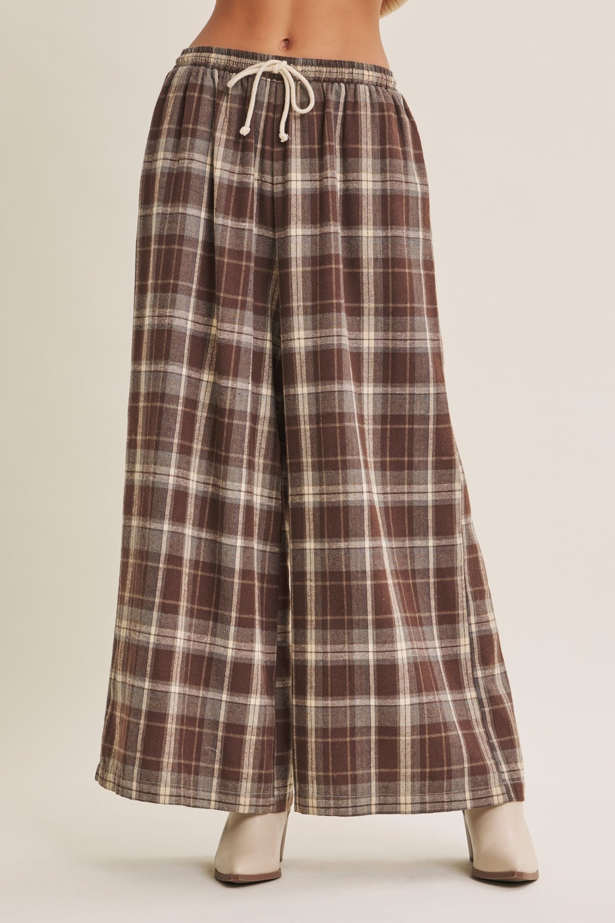 Plaid Wide-leg Lounge Pants