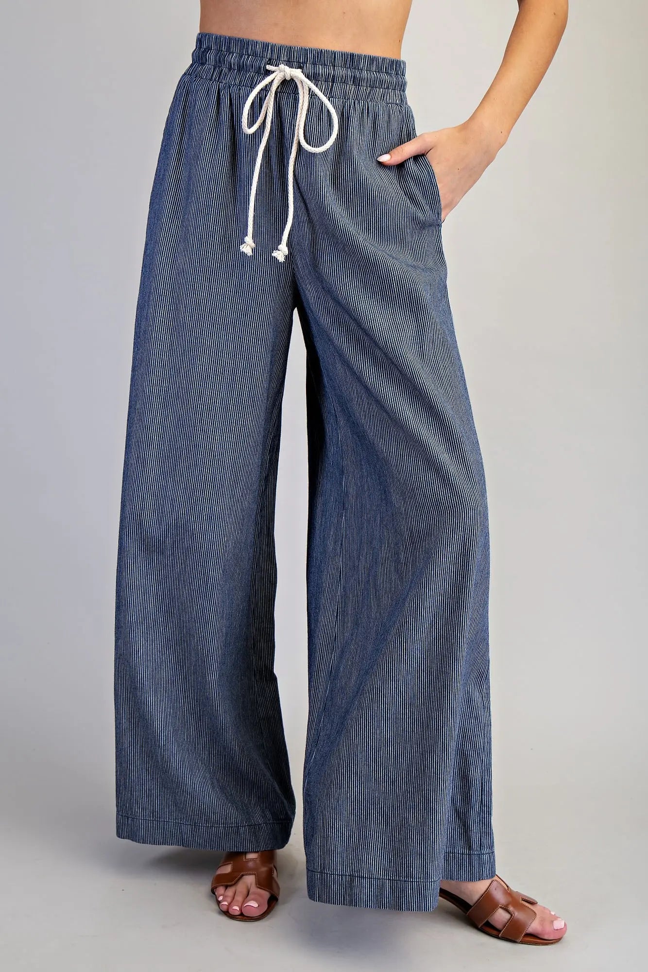 Pinstriped Wide Leg Pant