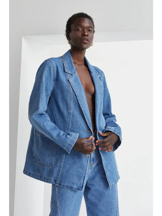 Brandi double breasted denim blazer