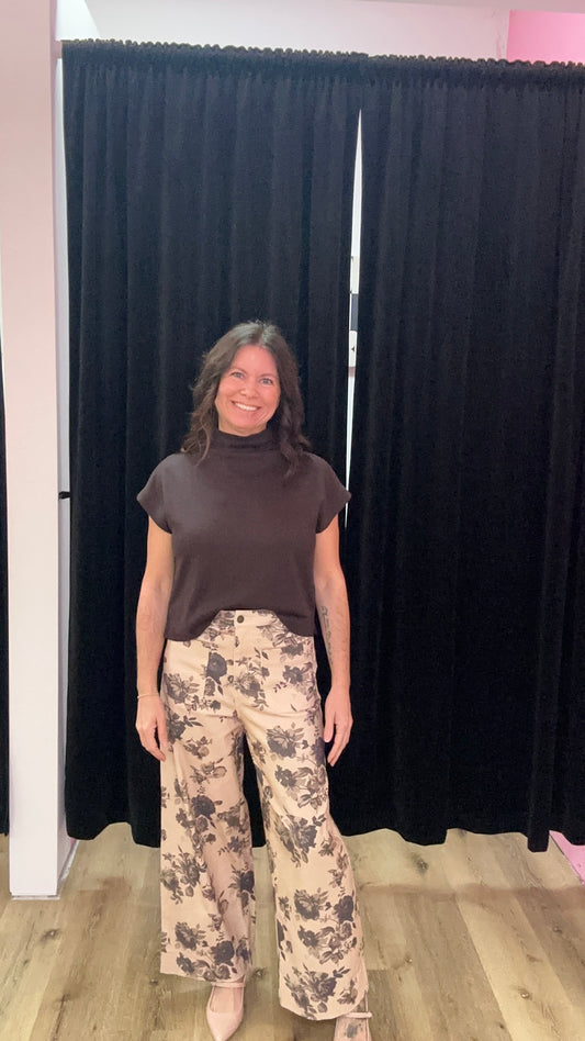 Taupe Floral Pant