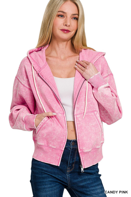 Fleece Cropped Zip-Up