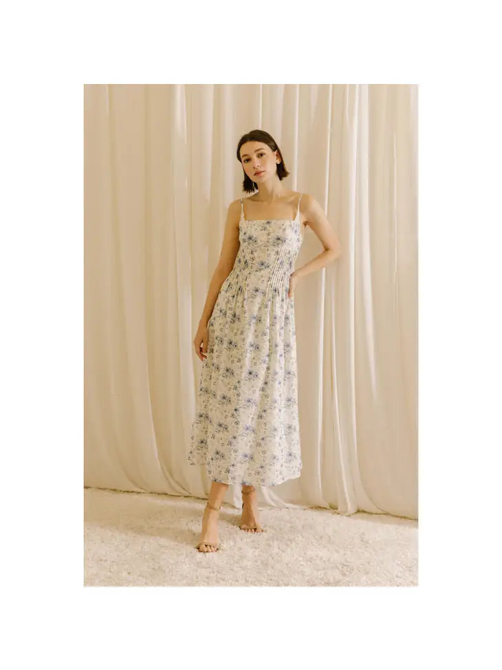 Floral Pleaded Midi Dress