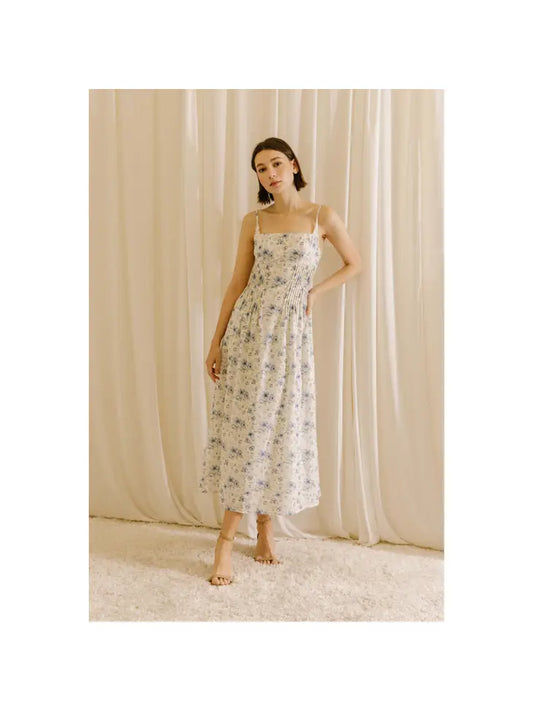 Floral Pleaded Midi Dress