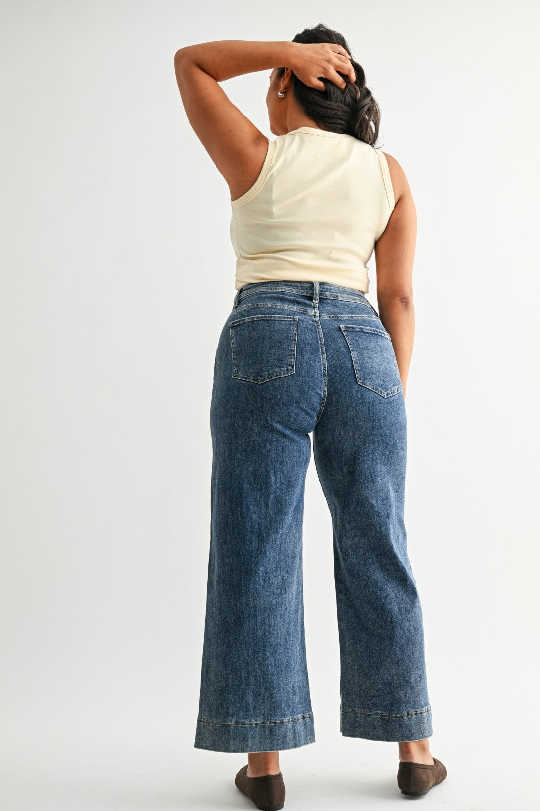 High Rise Front Seam Wide Leg